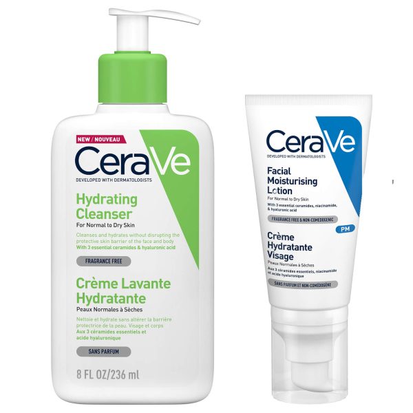 CeraVe Duo Crème Lavante Hydratante et Crème Hydratante Visage (Soir)