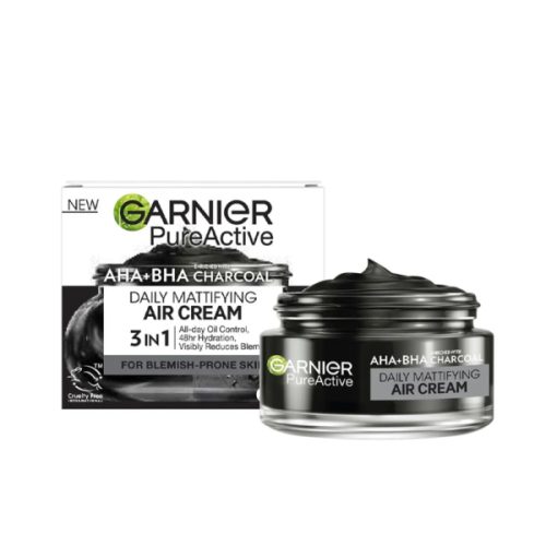 Garnier SkinActive AHA+BHA Crème matifiante pour le visage 3 en 1 au charbon 50 ml