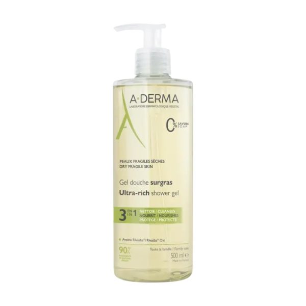 A Derma Gel Douche 3en1 Surgras Peaux Fragiles et Sèches 500 ml