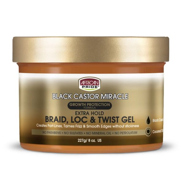 African Pride Black Castor Miracle Braid Loc et Twist Gel 227g