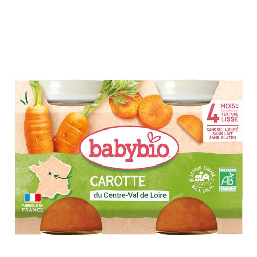 Babybio Légumes bébé Carotte du Centre-Val de Loire Petits pots 2x130g