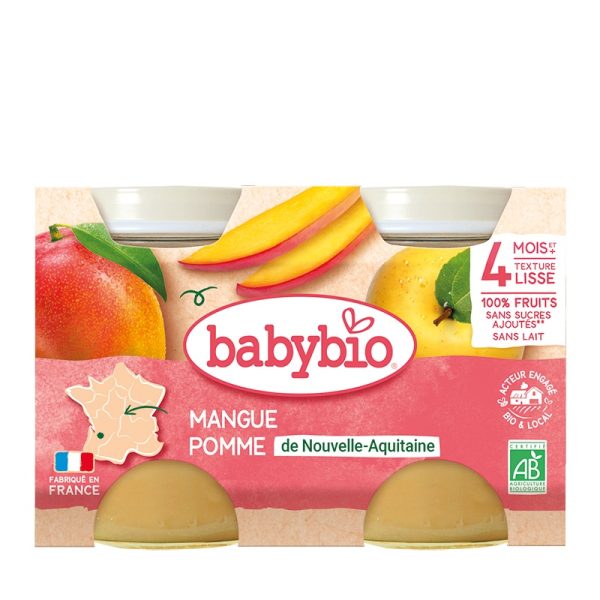 Babybio Mangue Pomme 4 Mois et plus Bio 2 Pots 130 g