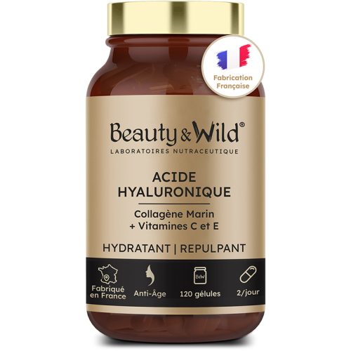 Beauty&Wild Peau Pulpeuse Acide Hyaluronique + Collagène Marin + Vitamines C et E 120 Gélules