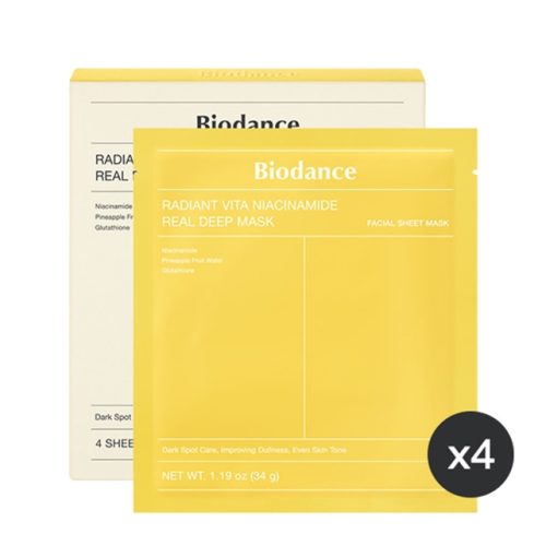 Biodance Masque Glow Boost Éclat Visage à la Niacinamide et au Glutathion 4 Pièce