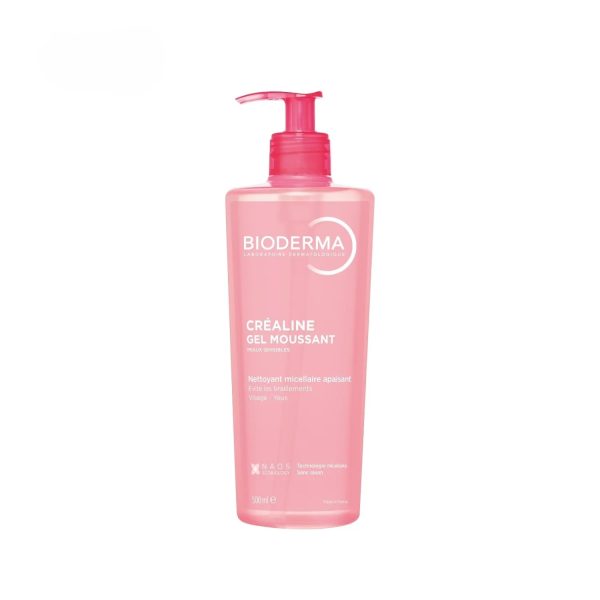 Bioderma Crealine Gel Moussant Nettoyant et Apaisant Micellaire Visage et Yeux Peaux Sensibles 500ml