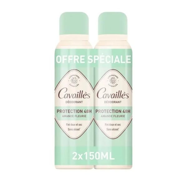 Cavaillès Déodorant Spray Peaux Sensibles 48h De Protection 2x150ml
