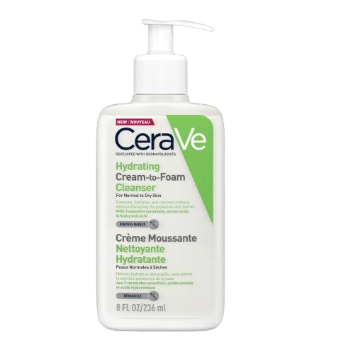 CeraVe – Crème Moussante Nettoyante Hydratante Visage pour les Peaux Normales à Sèches 236ml