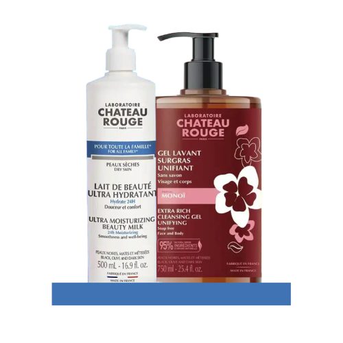 Chateau Rouge Duo Hydratant et Unifiant (Lait 500ml + Gel Douche 750ml)