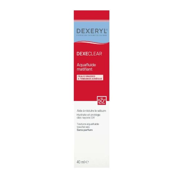 Dexeryl Dexeclear Aquafluide Matifiant Spf50+ Peau Grasse à Tendance Acnéique 40ml