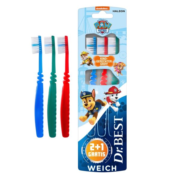 Dr Best Brosse à Dent Kinder Pat'Patrouille Jusqu'à 7 ans 2 Pièces +1 Gratuit