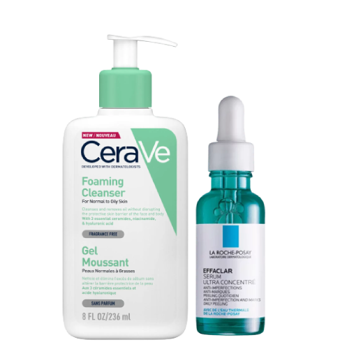 Kit SOS Anti Imperfections Cerave Gel Moussant + La Roche Posay Sérum Effaclar Anti-acné Anti-tâches