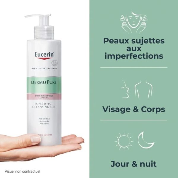 Eucerin DermoPure Gel Nettoyant Triple Action Visage et Corps Peaux à Imperfections 400 ml