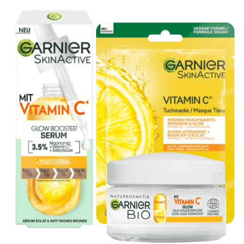 Garnier Coffret de Soin Glow à la Vitamine C : Éclat du Visage – Unifiant – Anti Tache