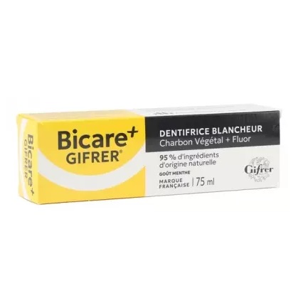 Gifrer Bicare Plus Dentifrice Blancheur au Charbon Végétal +Fluor 75 ml