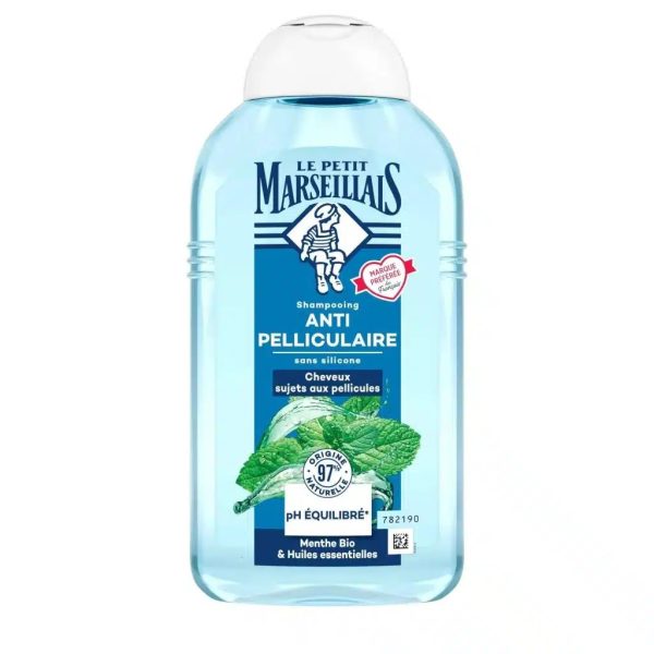 Le Petit Marseillais Shampooing Anti-Pelliculaire à la Menthe bio et aux Huiles Essentielles 250 ml