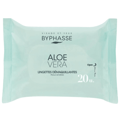 BYPHASSE Lingettes démaquillantes à l’aloe vera peaux sensibles 20u