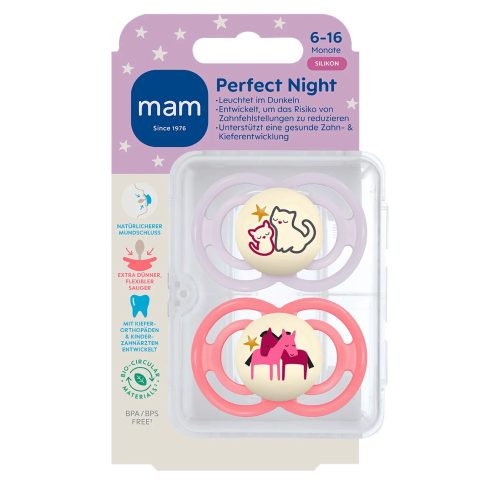 Mam Perfect Nuit Sucette avec Fonction Lumineuse 6 à 16 mois lot de 2 sucettes