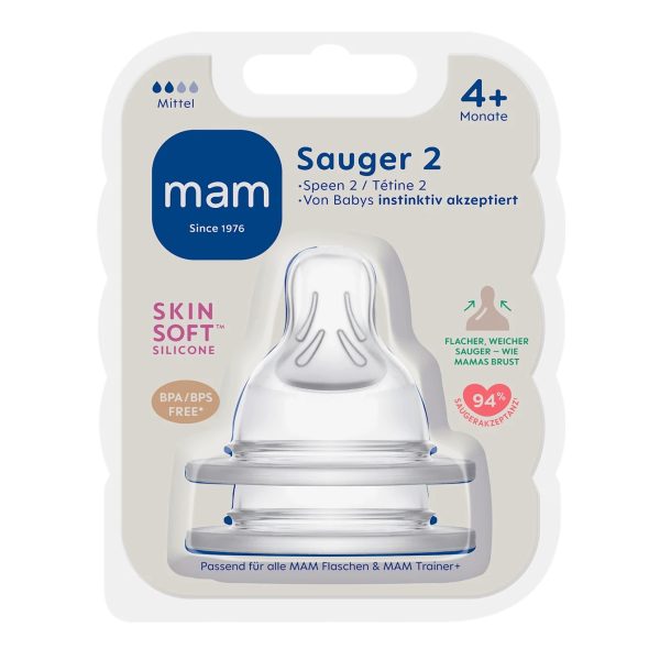 Mam Tétines en Silicone Taille 2 à partir de 4 mois lot de 2