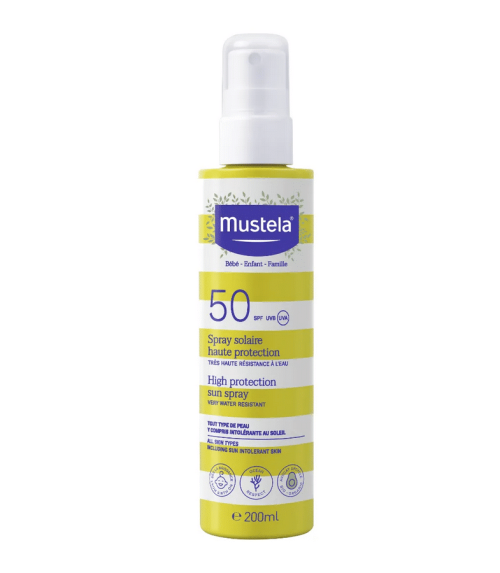 Mustela BÉBÉ SOLAIRE – Spray Solaire Haute Protection SPF50 – Peau Sensible 200ml