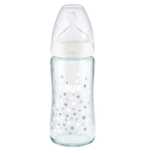NUK First Choice Biberon en Verre Blanc 0-6 mois 240 ml 1 pièce