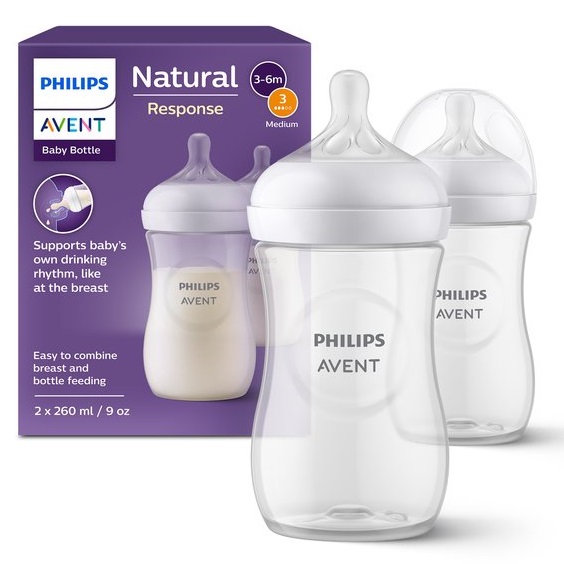 Philips Avent Biberon Tétine en Forme de Sein des 1 Mois 2x260ml