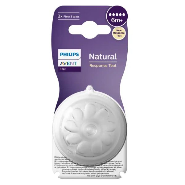 Philips AVENT Lot de 2 Tétines Natural Débit 5 Bébé 6 MOIS et Plus