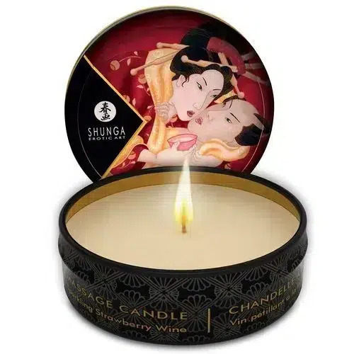 Shunga Erotic Art Mini Vin Pétillante a la Fraise Chandelle de Massage 30ml