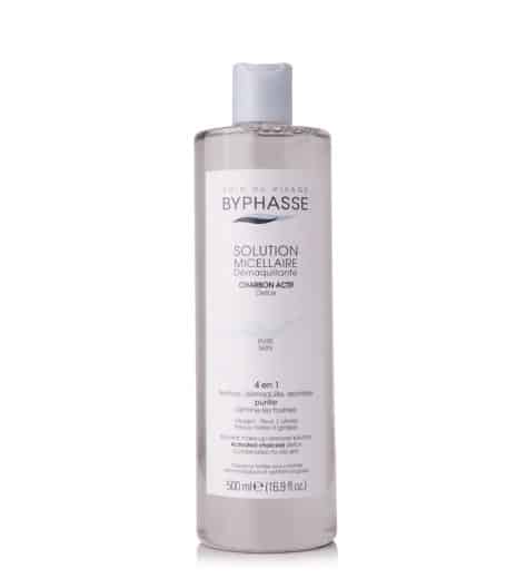 BYPHASSE Solution Micellaire Démaquillante au Charbon Actif 500 ml PURE SKIN