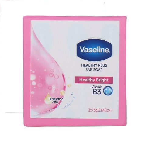 Vaseline Healthy Plus Barre de Savon Healty Bright avec Vitamine B3 – Lot de 3 x 75g