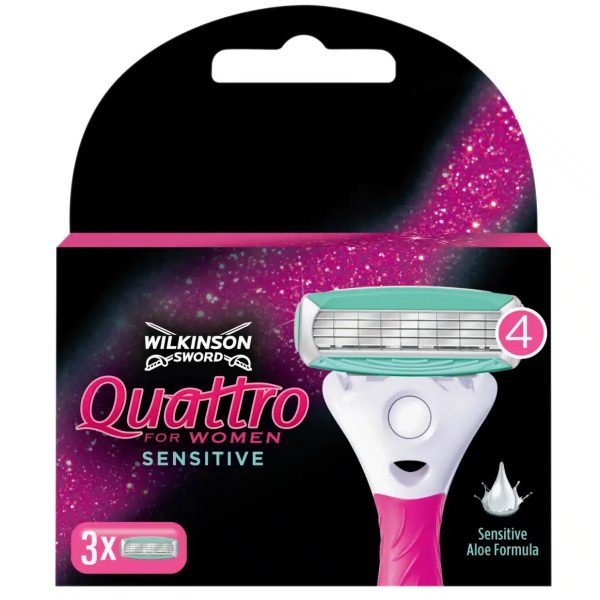 Wilkinson Quattro Recharges Lames de Rasoir Peau Sensible Femme 3 Pièces