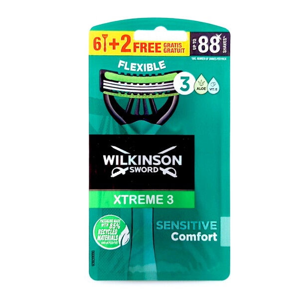 WILKINSON Rasoir Jetable Xtreme3 Sensitive pour hommes 8 pièces